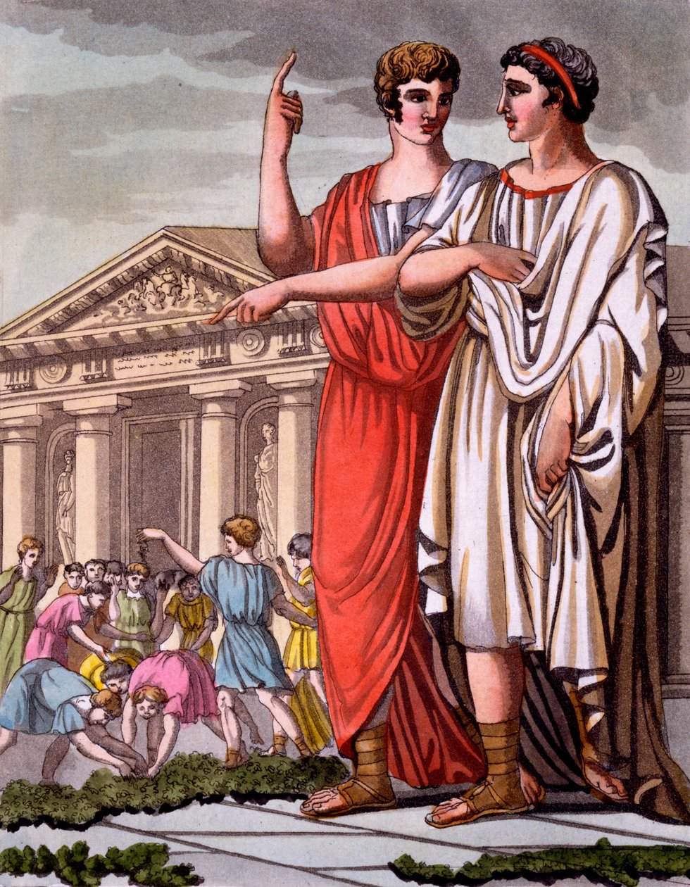 Roma'daki Ofis Adayının Kostümü, 'L'Antique Rome'dan bir yaprak, Labrousse tarafından oyulmuş, pub. 1796 by Jacques Grasset de Saint Sauveur