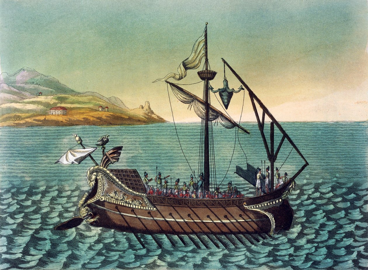 Roma kadırga savaş gemisinde Duilius Corvus (biniş cihazı), Jacques Grasset de Saint-Sauveur (1757-1810), Antik Roma