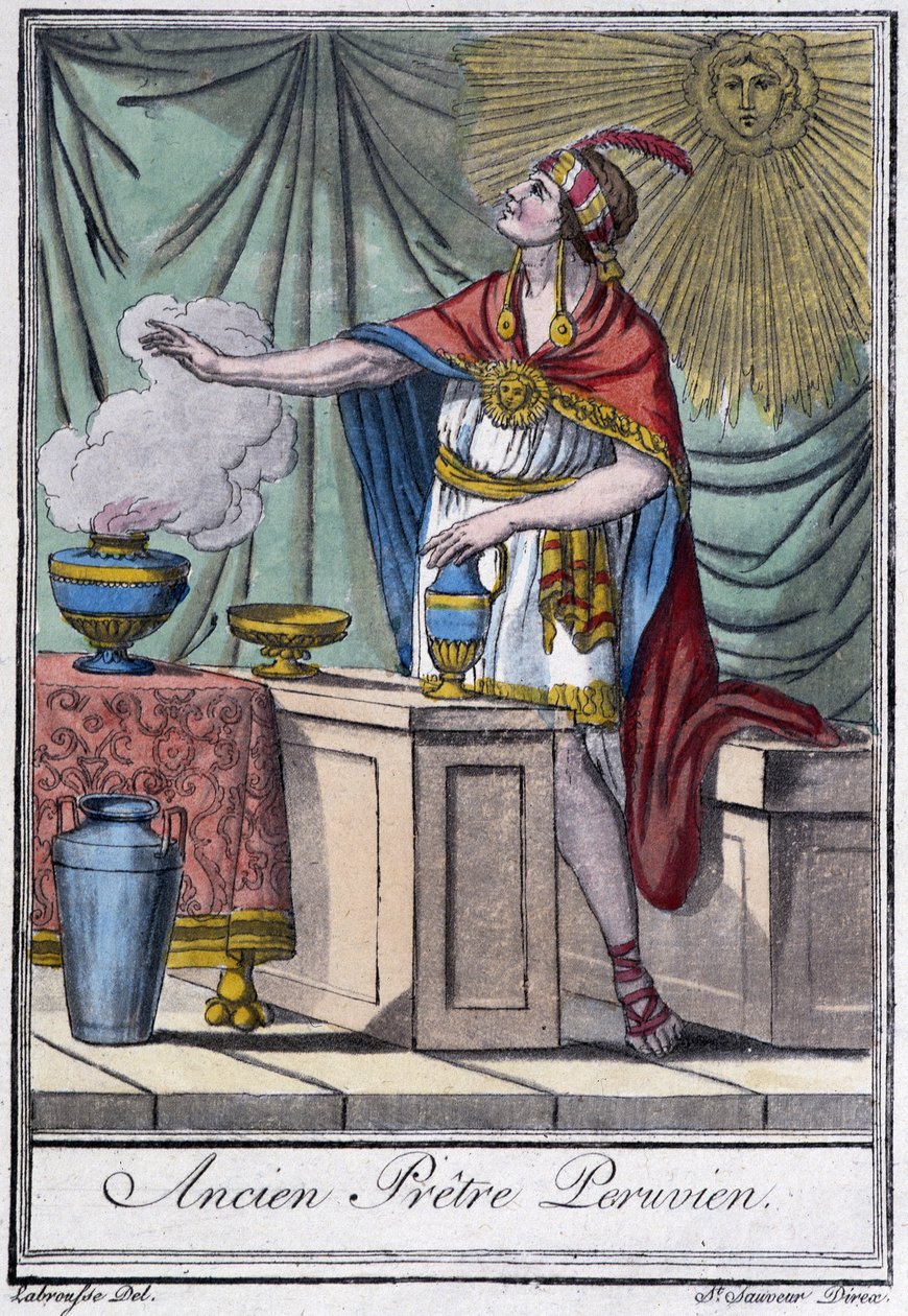 Eski Perulu rahip (inca) - J. Grasset-Saint-Sauveur, Paris tarafından “” Seyahat Ansiklopedisi”nde by Jacques Grasset de Saint Sauveur