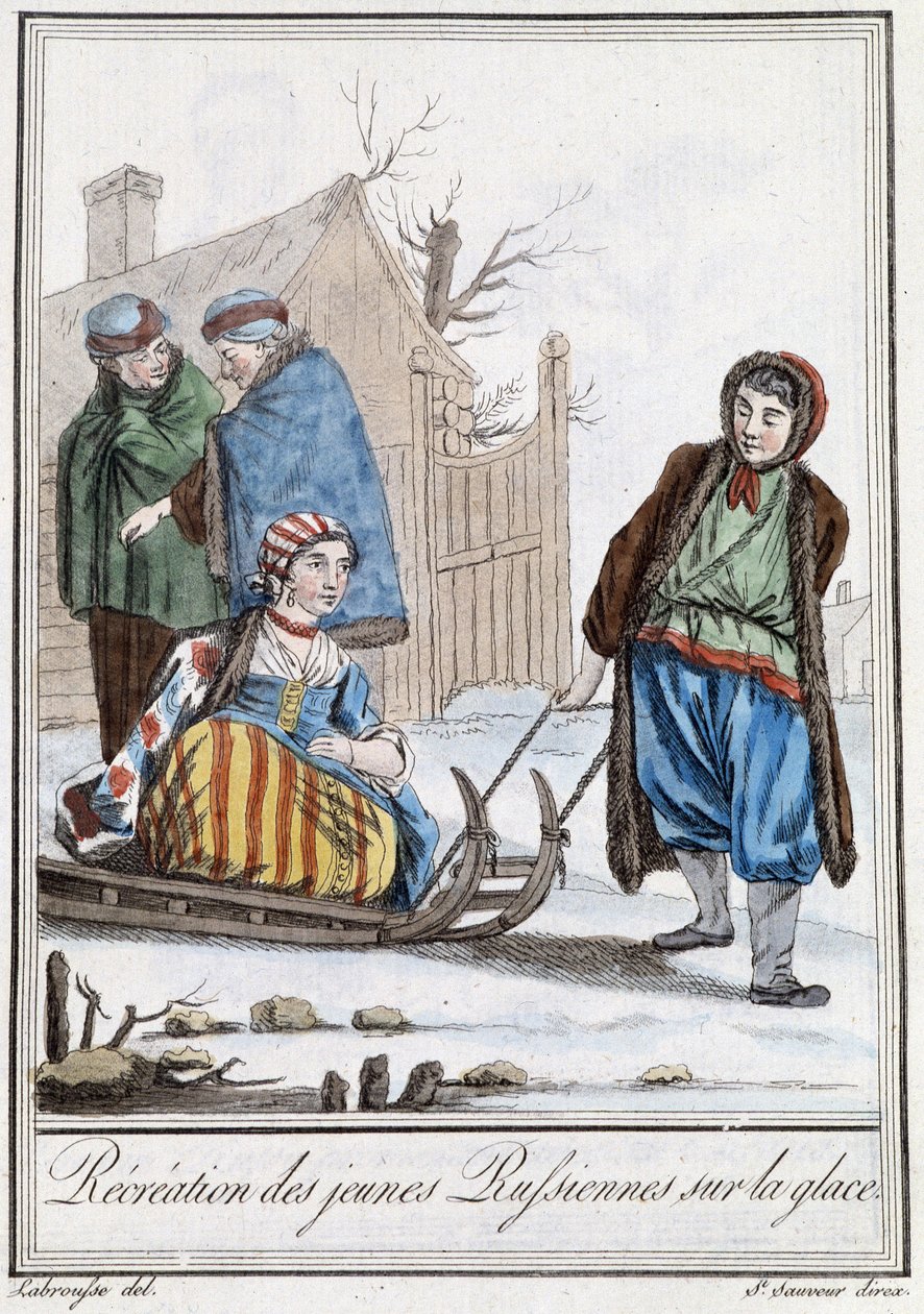 Kızakta genç Rus kızlarının rekreasyonu (Ruslar) - Grasset Saint Sauveur