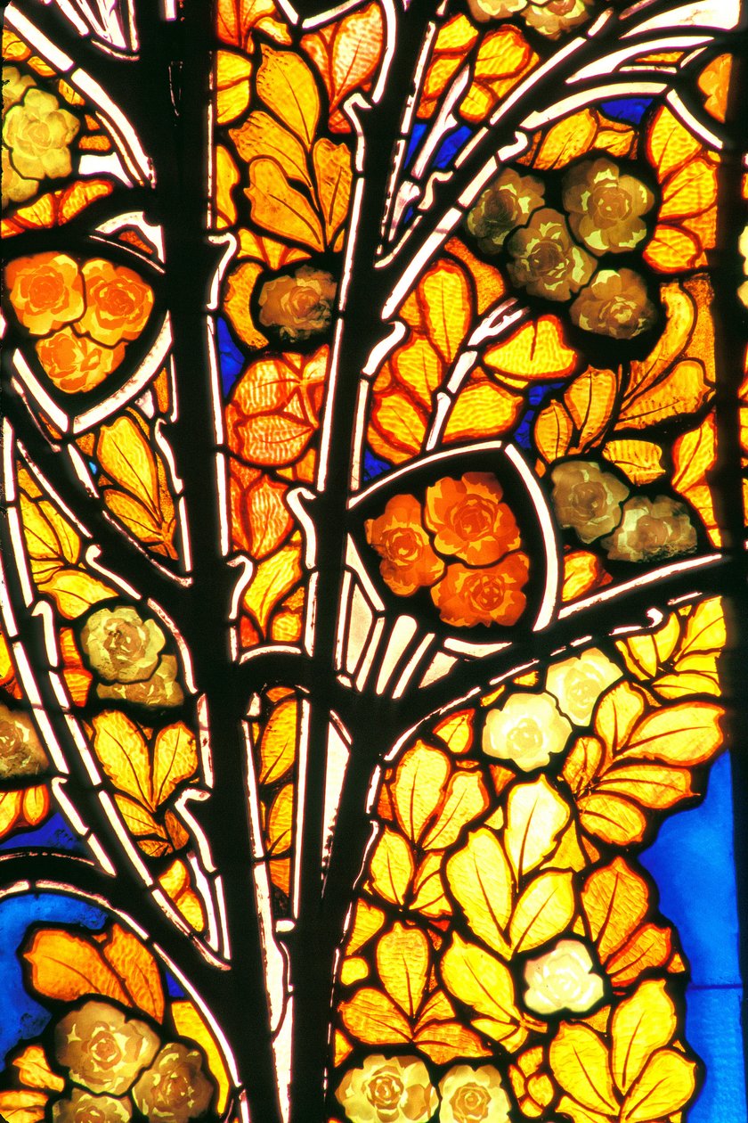 Nancy (bölüm 54), Art Nouveau, Hotel Bergeret, Vitray, Jacques Gruber (1870-1936) “” güller ve martılar”” by Jacques Gruber