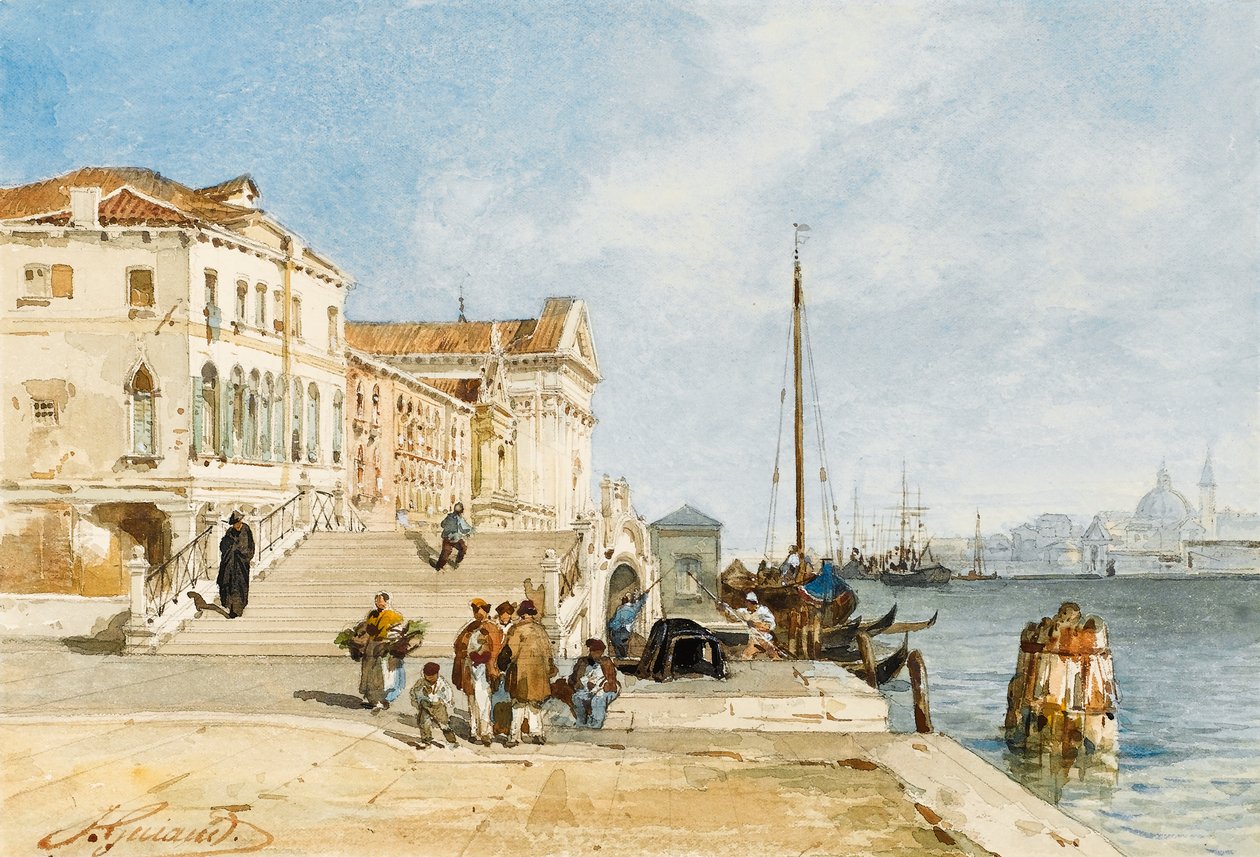 Zattere rıhtımının görünümü, Venedik by Jacques Guiaud