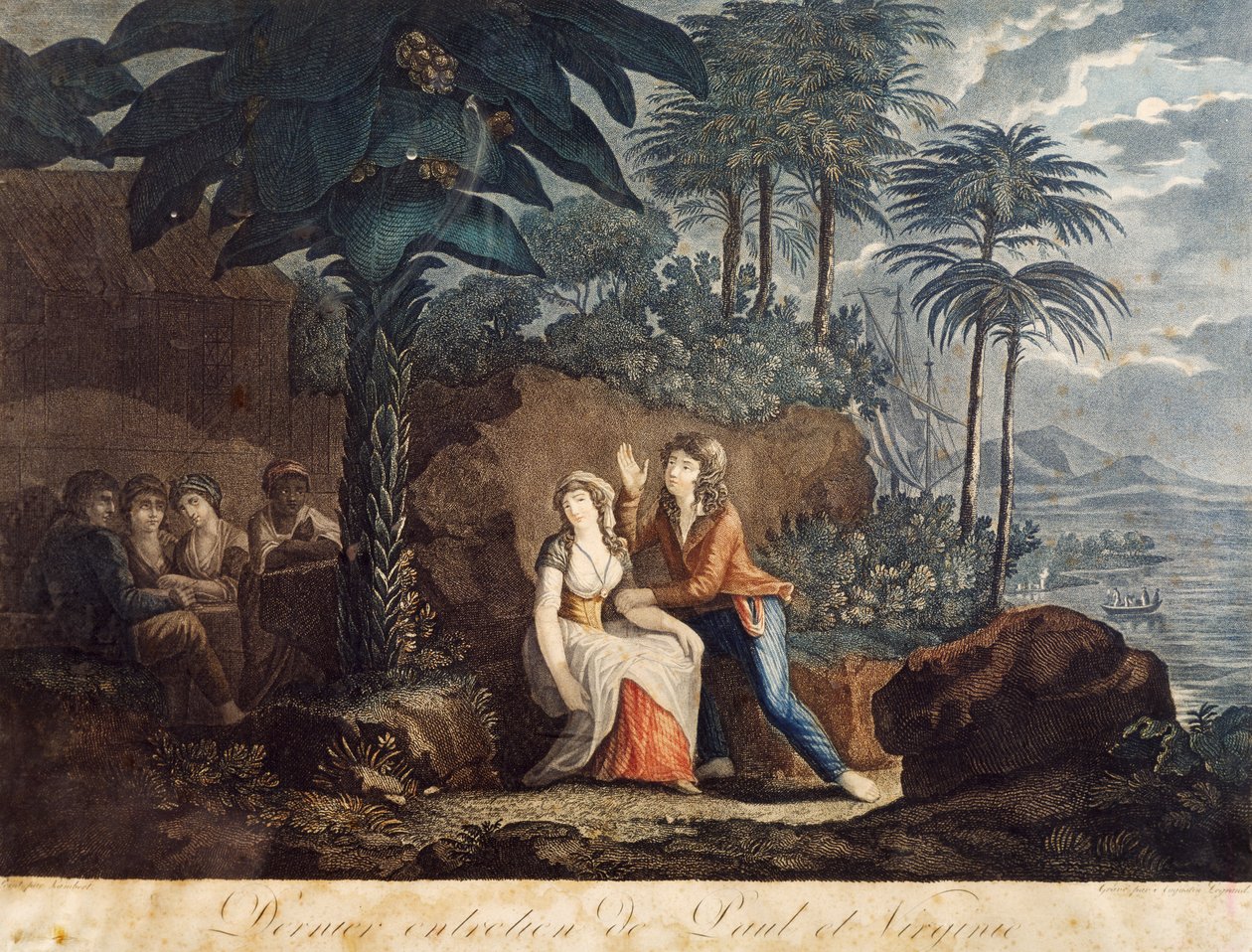 Paul ve Virginia, Jacques-Henri Bernardin de Saint-Pierre'in (1737-1814) romanı için illüstrasyon by Jacques Henri Bernardin de Saint Pierre