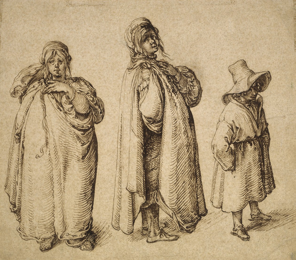 Büyük Şapkalı Bir Roman Kadın ve Bir Roman Erkek Üzerine İki Çalışma, c.1605 by Jacques II de Gheyn