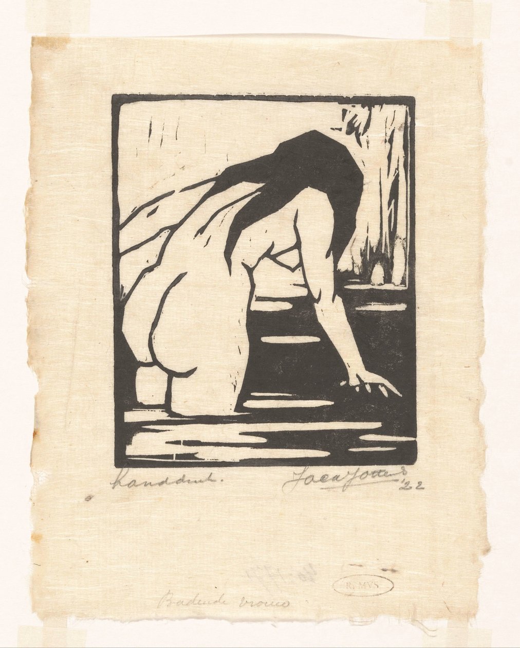 Banyo yapan kadın (nesnedeki orijinal başlık) by Jacques Jeichienus Ottens (signed by artist)