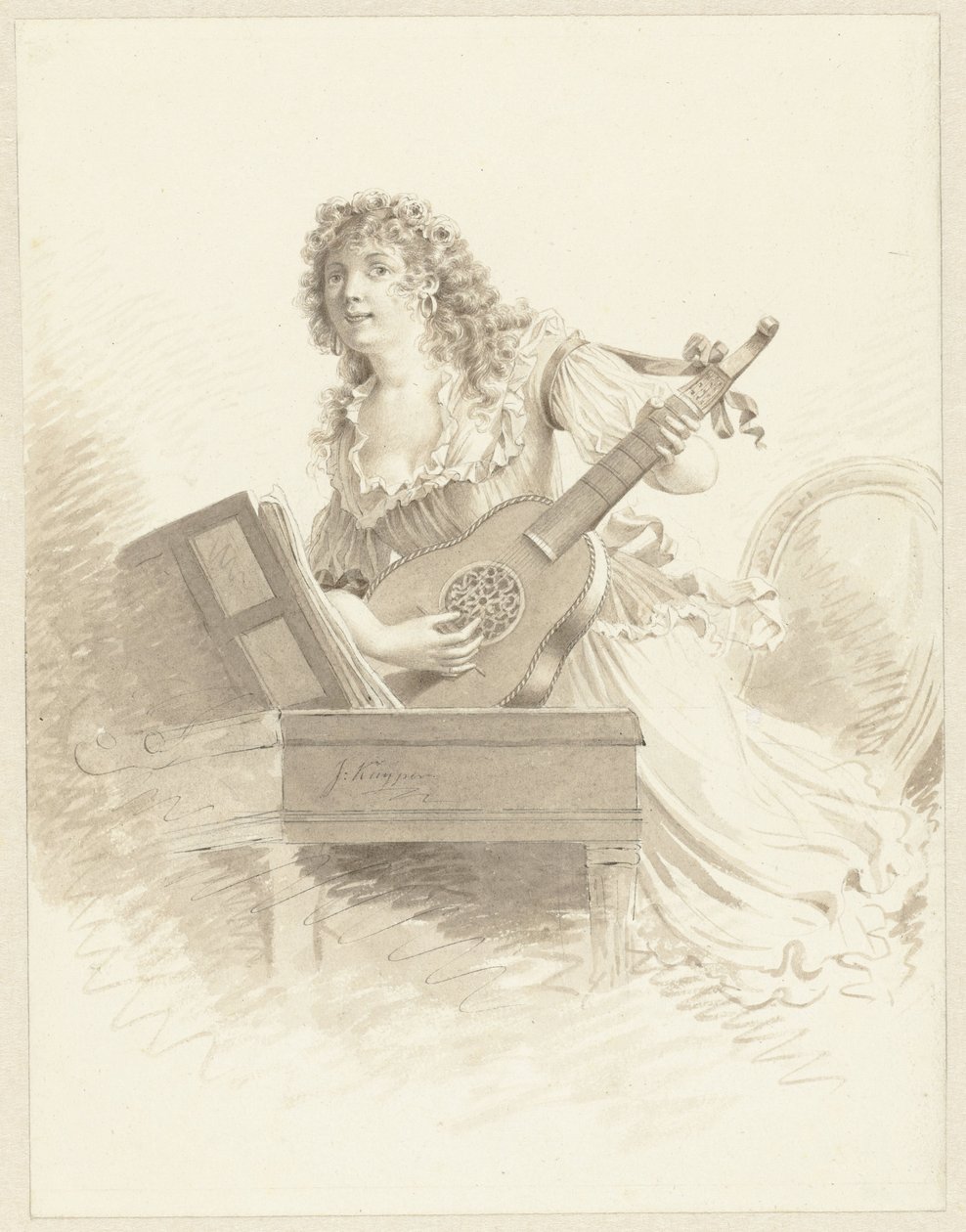 Bayan gitar çalıyor Bayan bir gitar ile by Jacques Kuyper