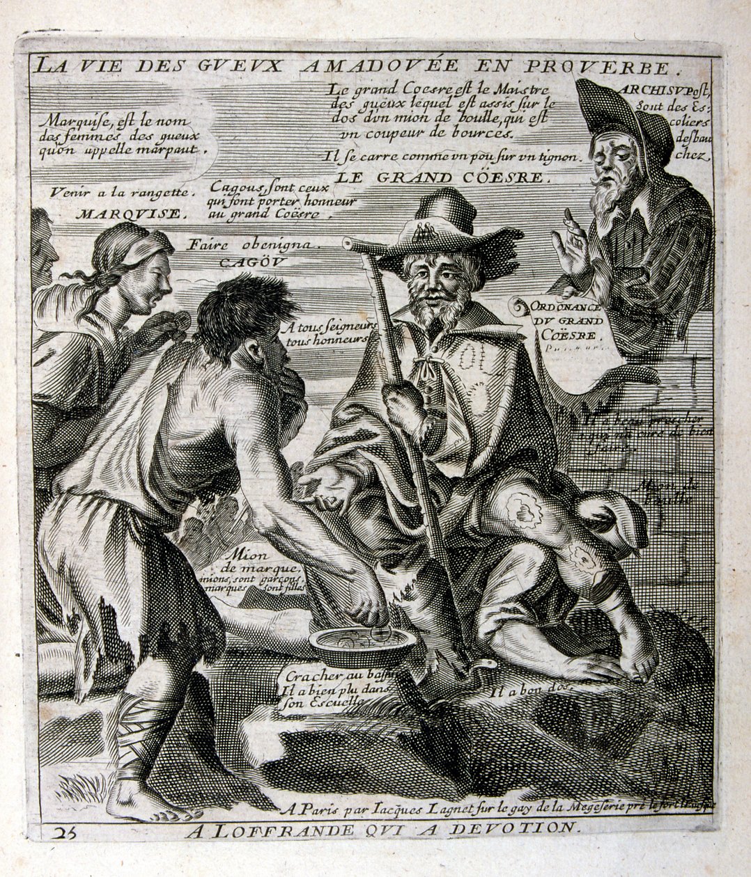 17. yüzyıla ait bir atasözleri derlemesinden gravür illüstrasyon. Paris 1657-1663. Jacques Lagniet (1620-1675) tarafından. Fransız gravür sanatçısı. Kendisinden birçok sosyal eleştirel gravür ve bazen grotesk ve fantastik illüstrasyonları gibi alaycı resim by Jacques Lagniet