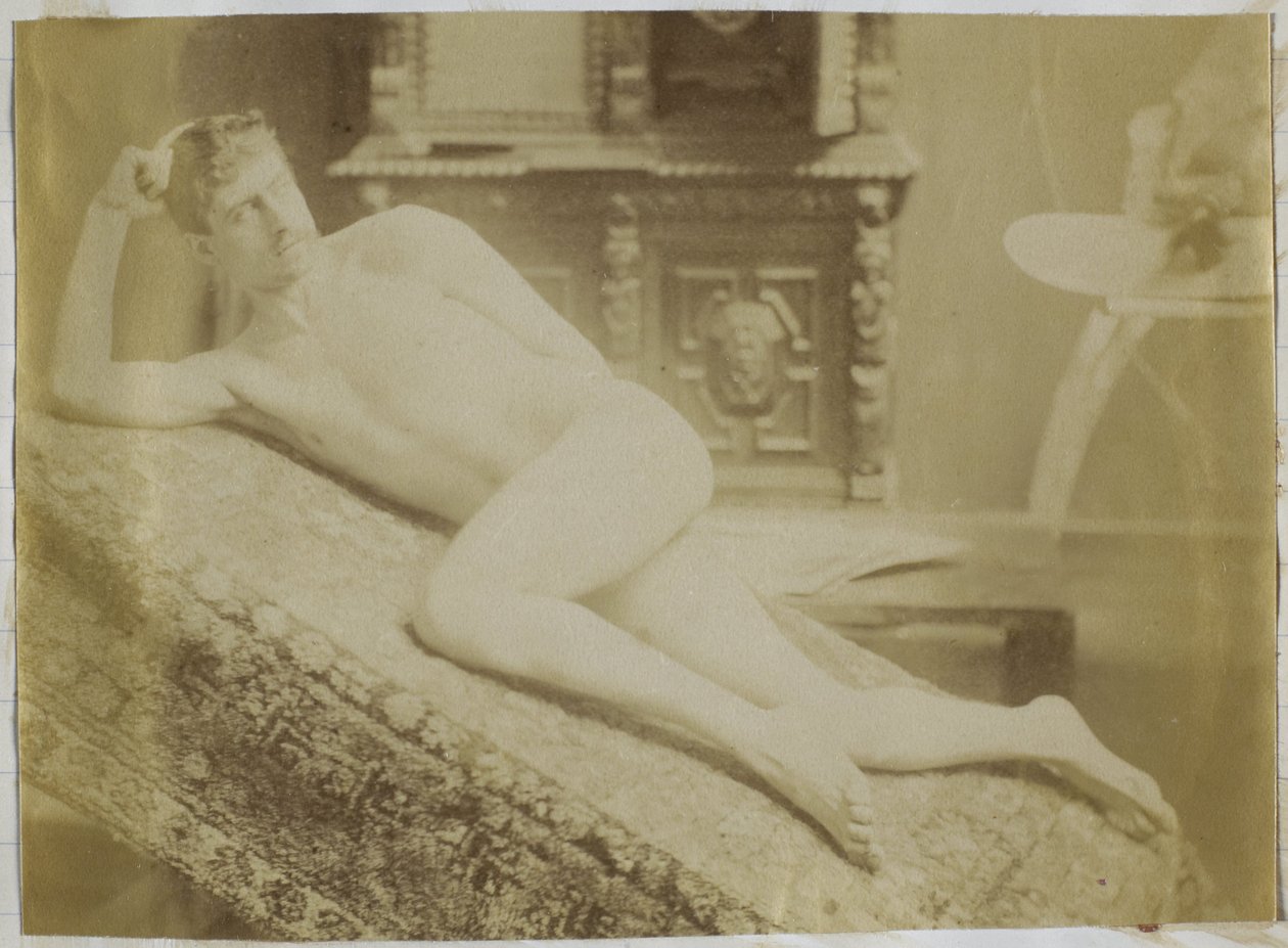 Jacques de Lalaing'in stüdyosunda yatan çıplak bir erkek modelin incelenmesi by Jacques Lalaing (attributed to)