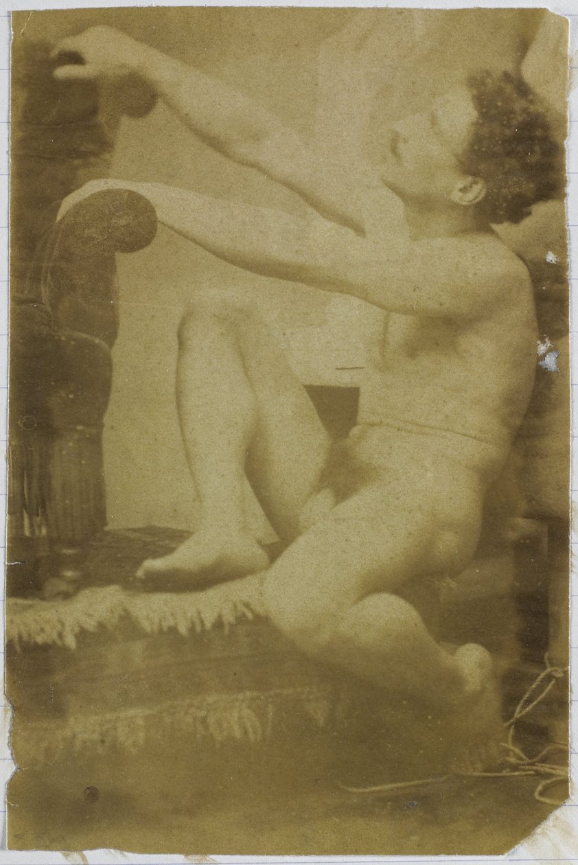 Jacques de Lalaing'in stüdyosunda oturan ve yandan görülen bir erkek çıplak modelin incelenmesi by Jacques Lalaing (attributed to)