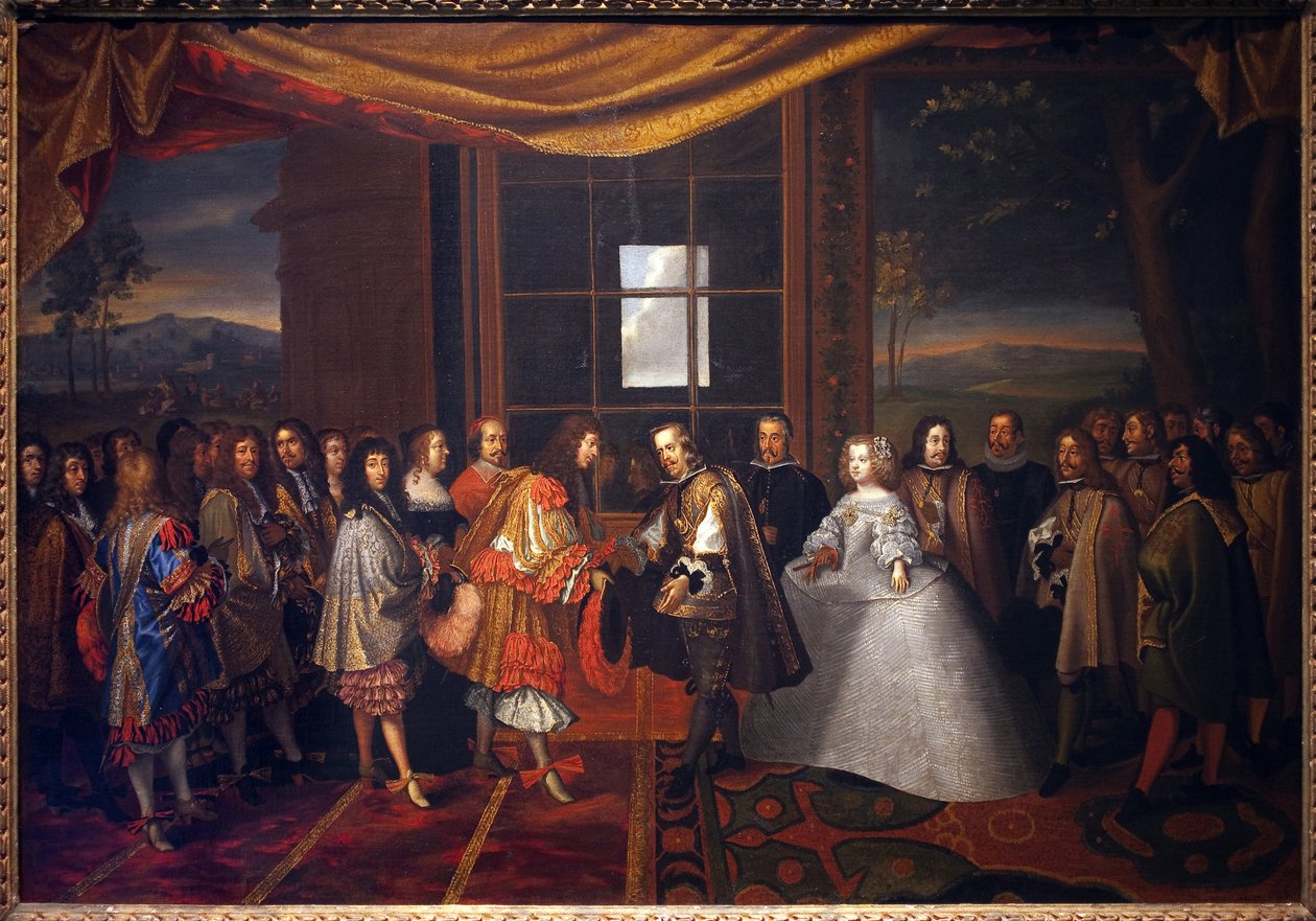 Otuz Yıl Savaşları: “” Fransa Kralı Louis XIV (1638-1715) ve İspanya Kralı IV. Filip (1605-1665) ile Paisans adasında 7/11/1659