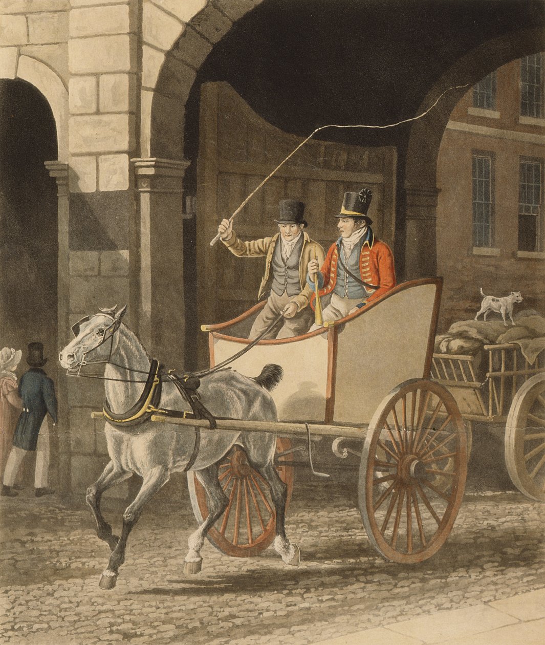 Matthew Dubourg (fl.1786-1838) 1825 (aquatint) tarafından kazınmış Koçluk veya Posta Muhafızları by Jacques Laurent after Agasse