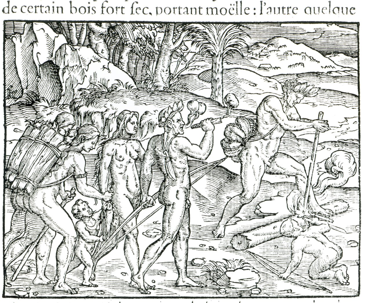 Theodor de Bry (1525-75) tarafından kazınmış, Avdan Sonra Ateş Yakan Kızılderili Yerlileri by Jacques Le Moyne