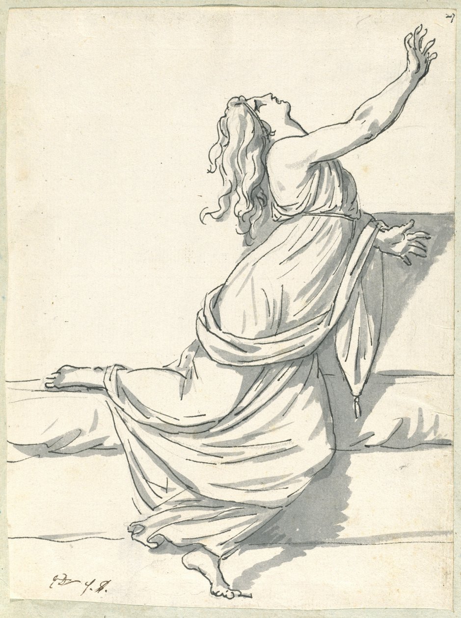 Başı Geri Atılmış Perişan Bir Kadın by Jacques Louis David