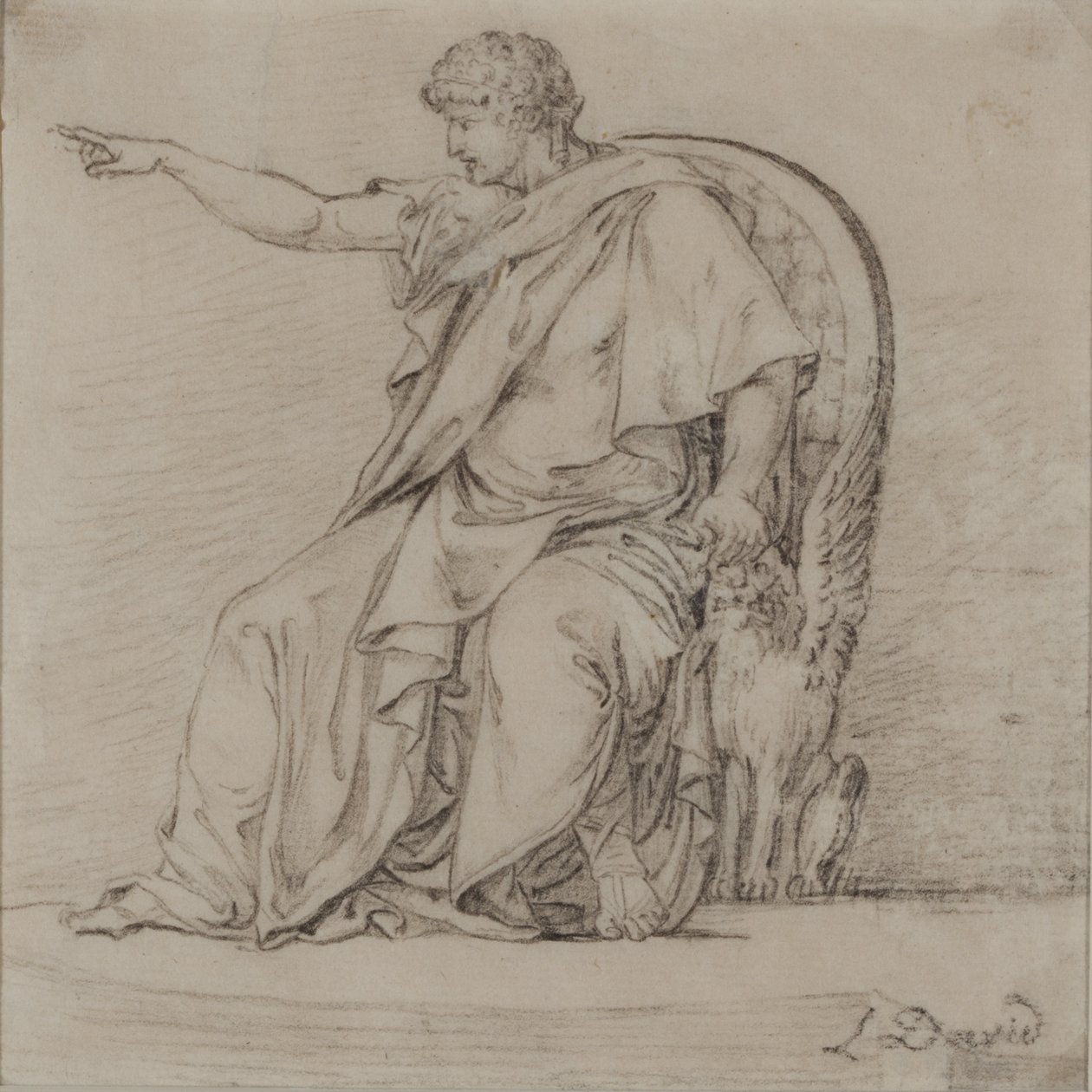 Draped Figür, 18. yüzyılın sonları (kağıt üzerine kurşun kalem) by Jacques Louis David