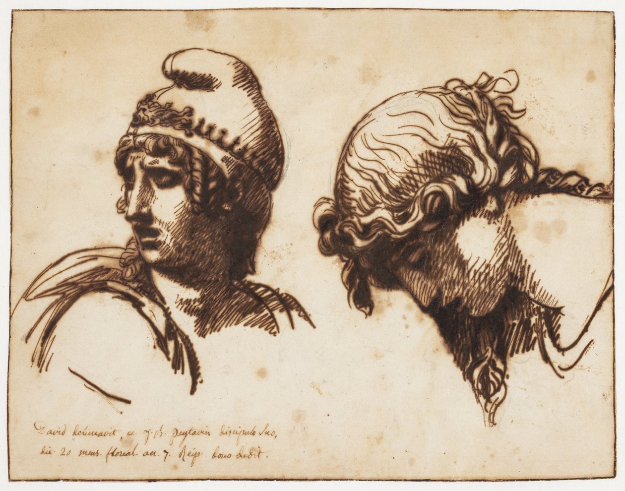 Bir kadının ve bir favorinin kafası by Jacques Louis David