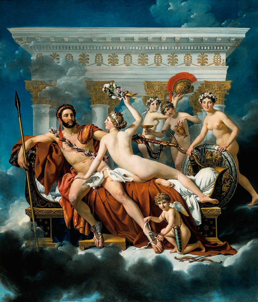 Mars, Venüs ve Üç Güzeller tarafından silahsızlandırıldı by Jacques Louis David