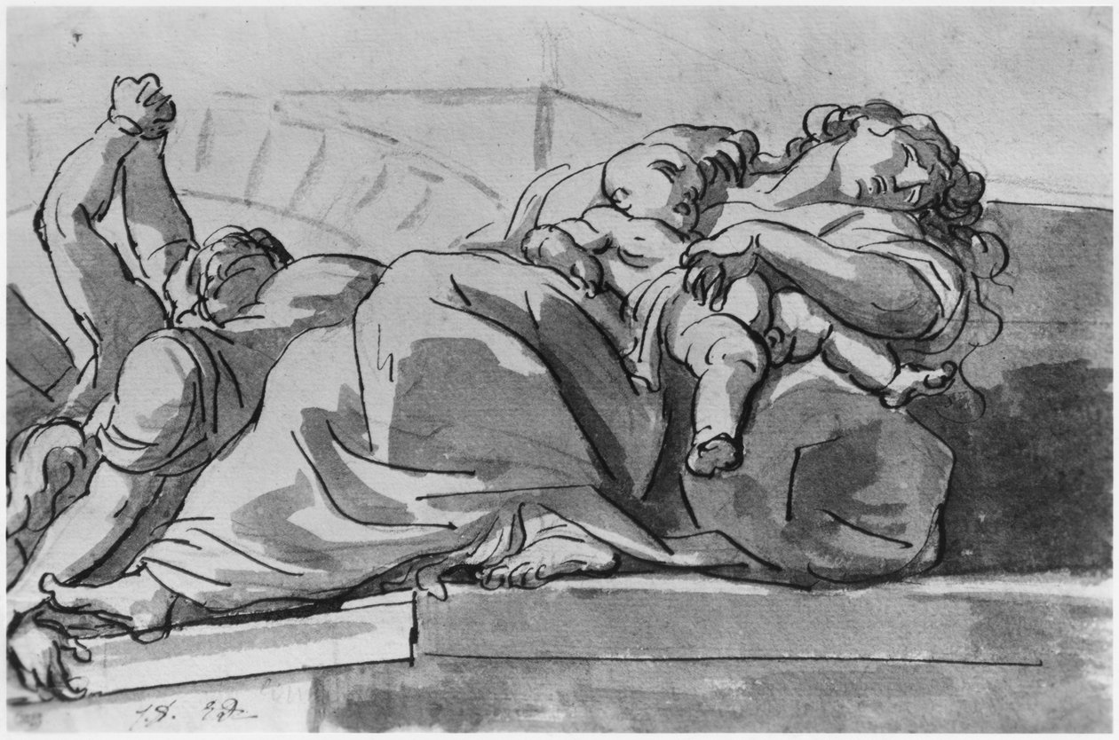 Veba bölümü (kağıt üzerinde kalem ve Hint mürekkebi yıkama) by Jacques Louis David