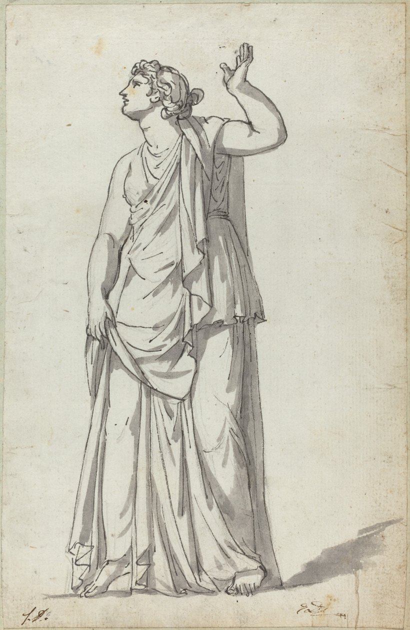Bir İlham Perisi Roma Heykeli (Anchyrrhoe) by Jacques Louis David