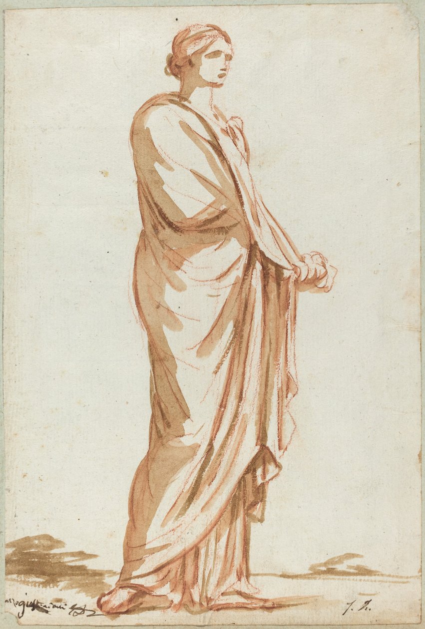 Ayakta Bir Kadının Roma Heykeli by Jacques Louis David