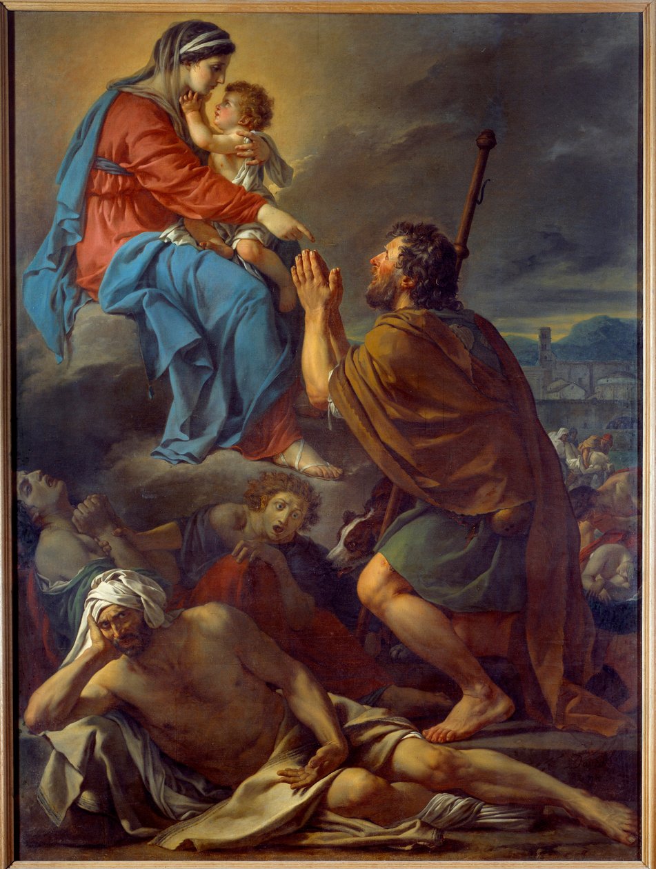 Aziz Roch, vebanın sona ermesi için Bakire'ye dua ediyor. Jacques Louis David'in (1748-1825) tablosu by Jacques Louis David