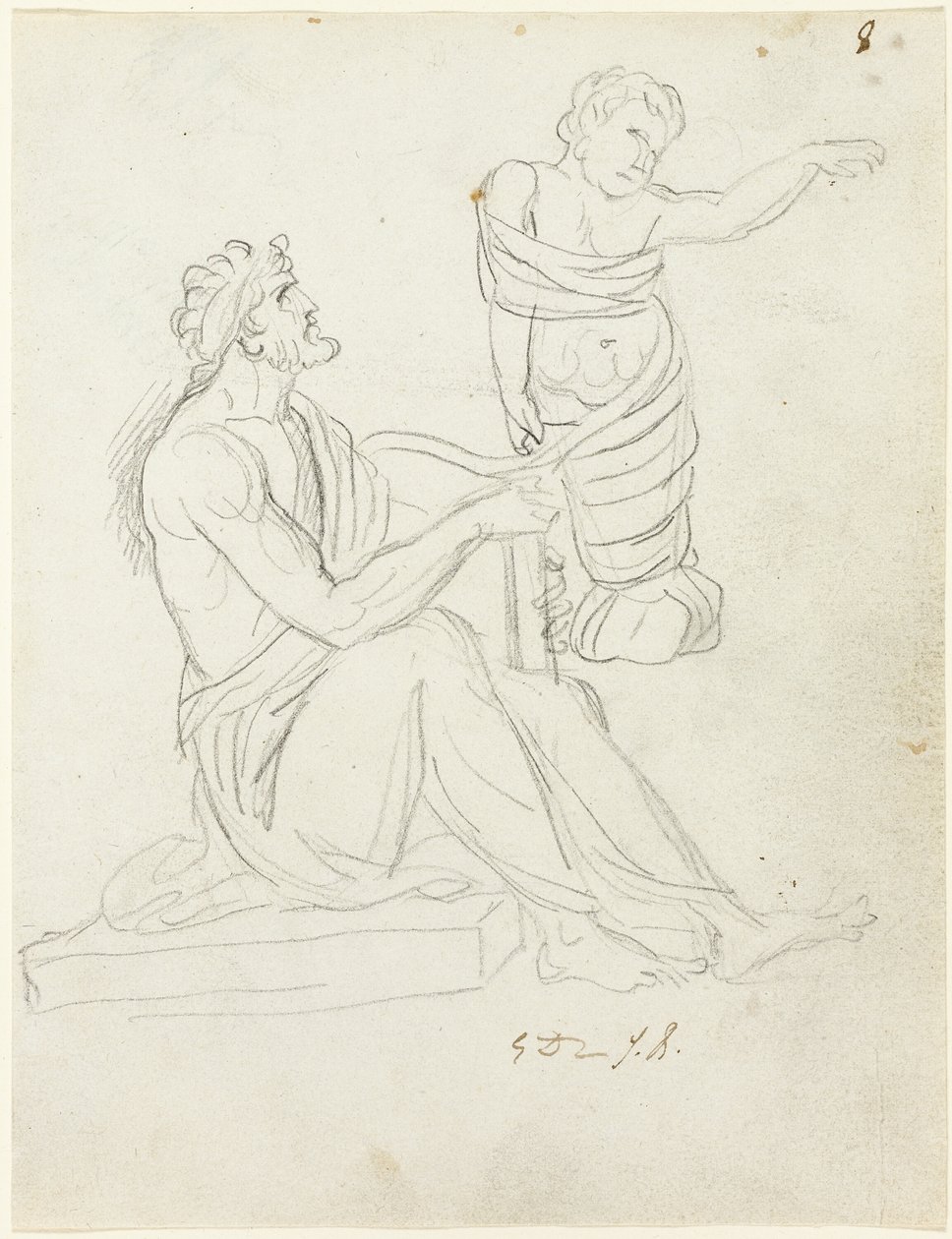 Oturan Adam ve Kundaktaki Bebek by Jacques Louis David