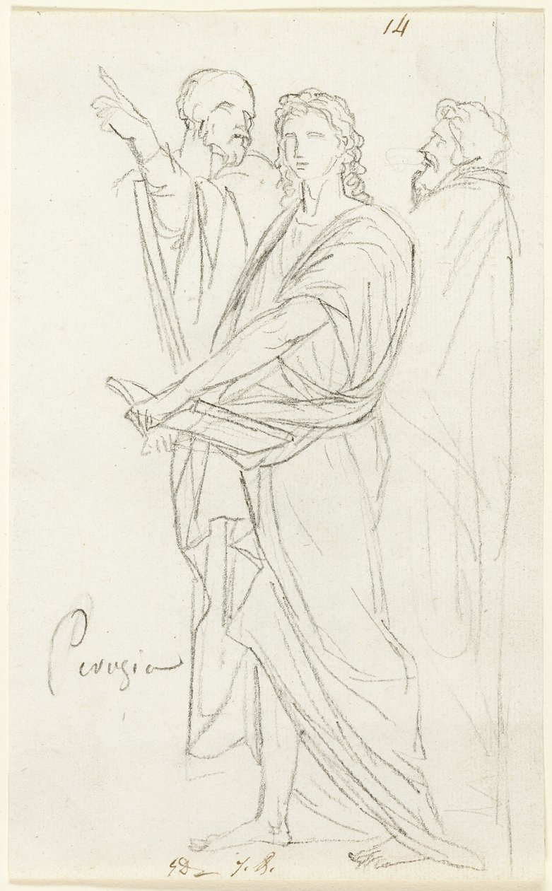 Üç Klasik Figür Çizimi by Jacques Louis David