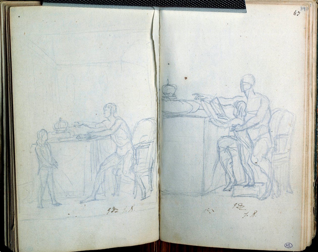 Louis XVI ve yunusun portresi için çalışma. Jacques Louis David