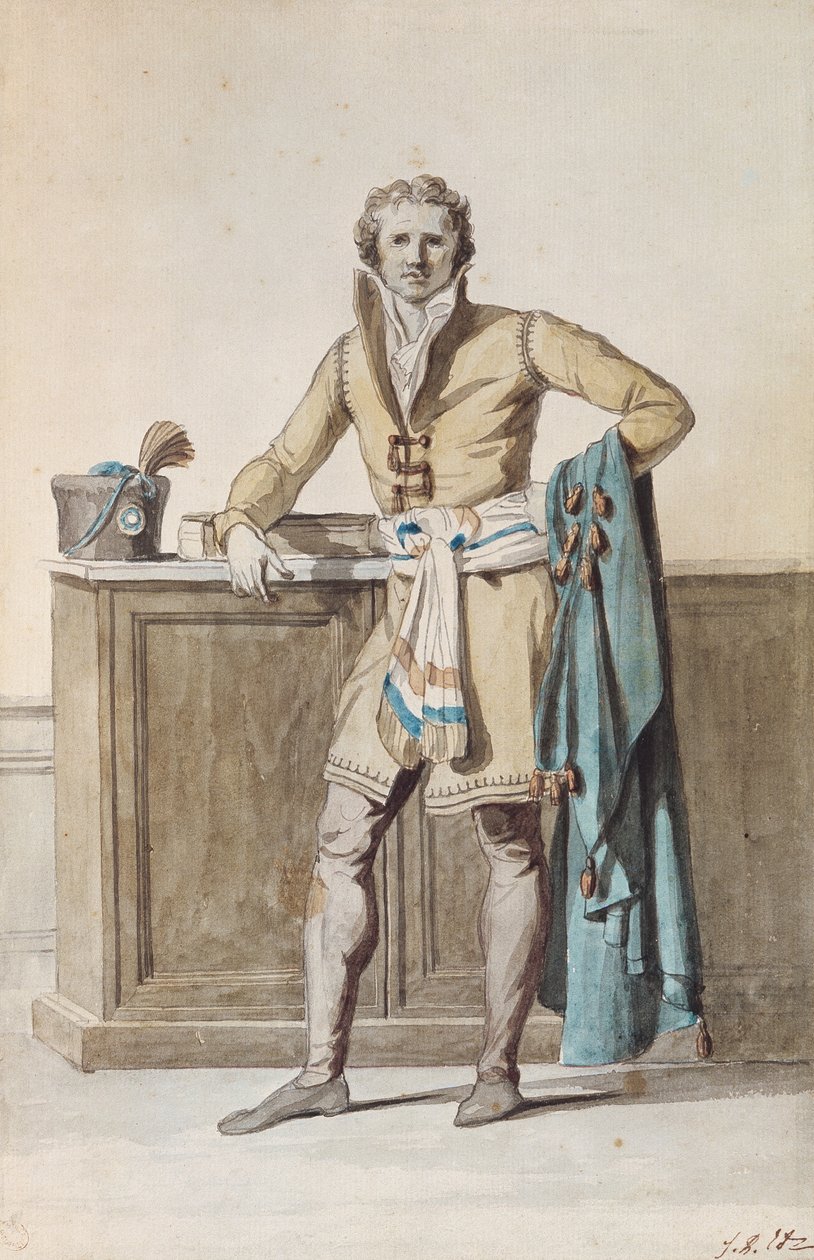 Fransız Vatandaşı (kalem, mürekkep ve kağıt üzerine sulu boya) by Jacques Louis David