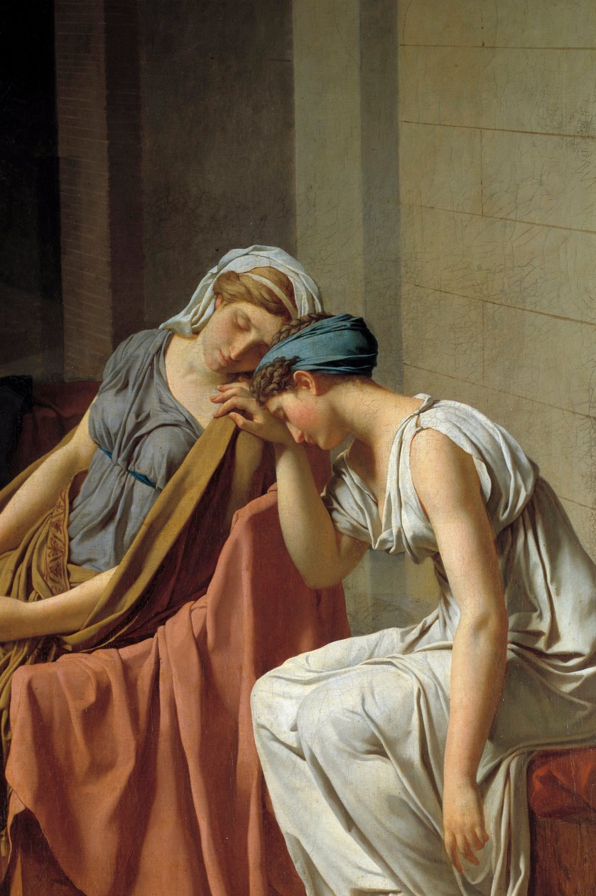 Kadınları temsil eden Horaces Detail yemini acı içinde yıkıldı. Jacques Louis David (1748-1825) 1784 Sun tarafından tablo. 0,26x0,37 m by Jacques Louis David