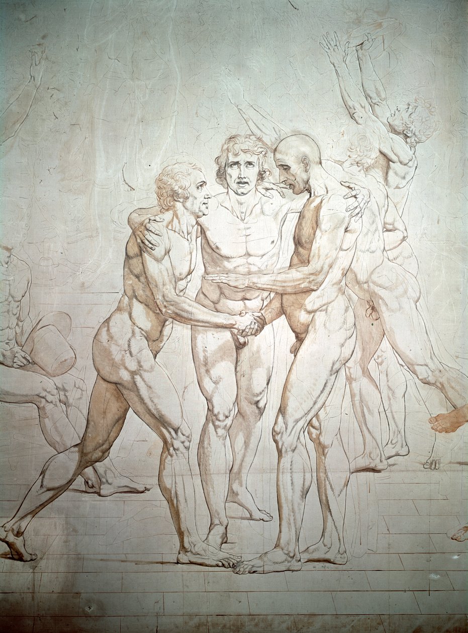 Tenis Kortunun Yemini bitmemiş, detay, 1791-1792 by Jacques Louis David