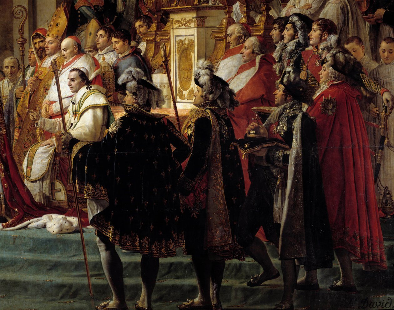 Napolyon Ayini. İmparator Napolyon I Bonaparte Kutsallığı sırasında Papa Pius VII ile ön planı ve 2 Aralık