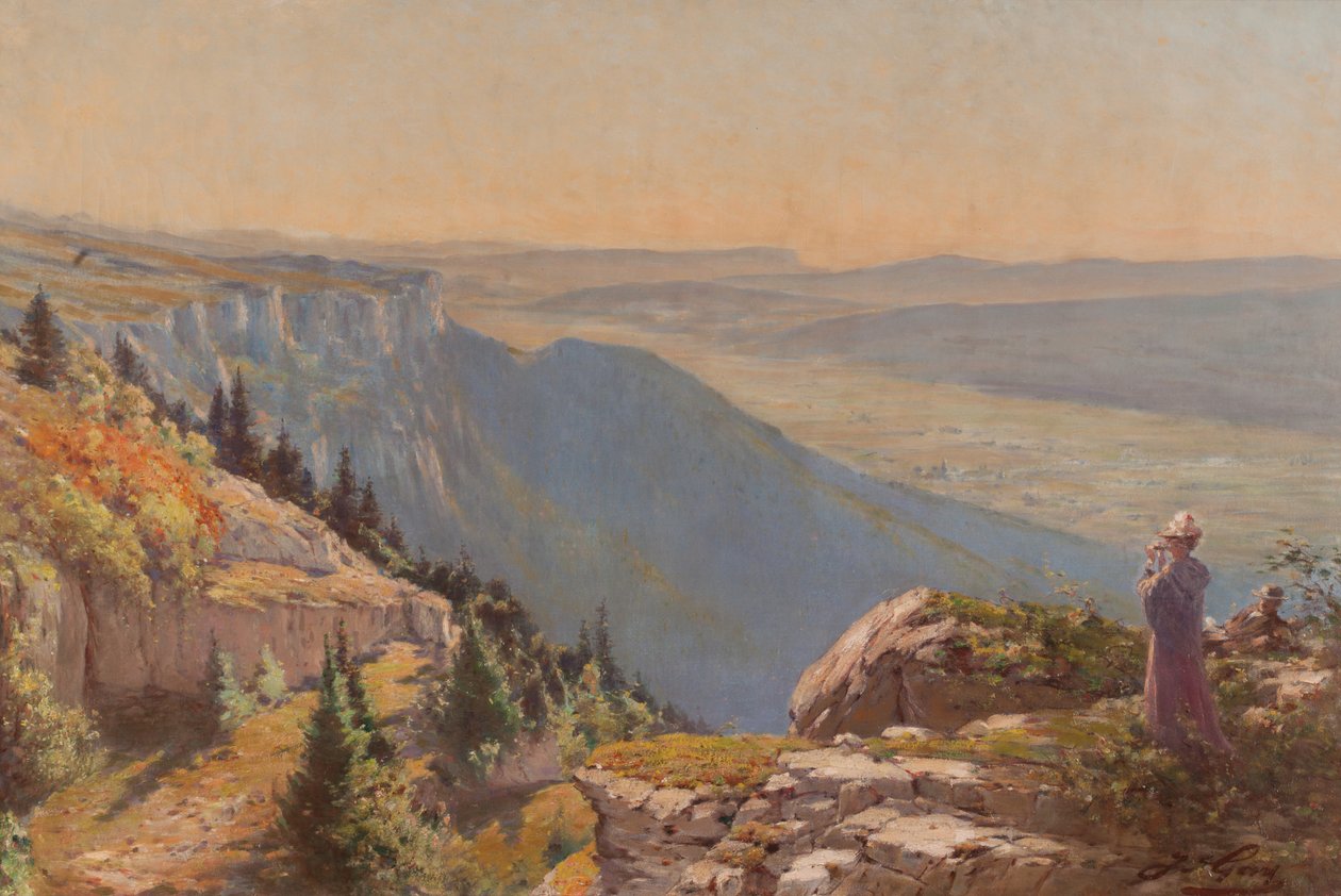 Vercors platosu (Les Ramées'den görülüyor) (Tuval üzerine yağlı boya) by Jacques Louis Gay