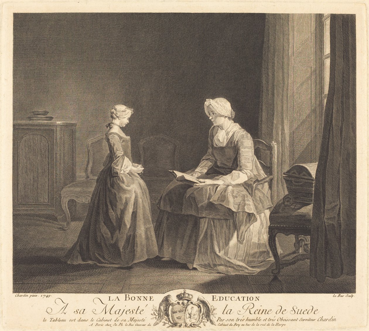 La Bonne eğitimi (İyi Eğitim) by Jacques Philippe Le Bas after Jean Siméon Chardin