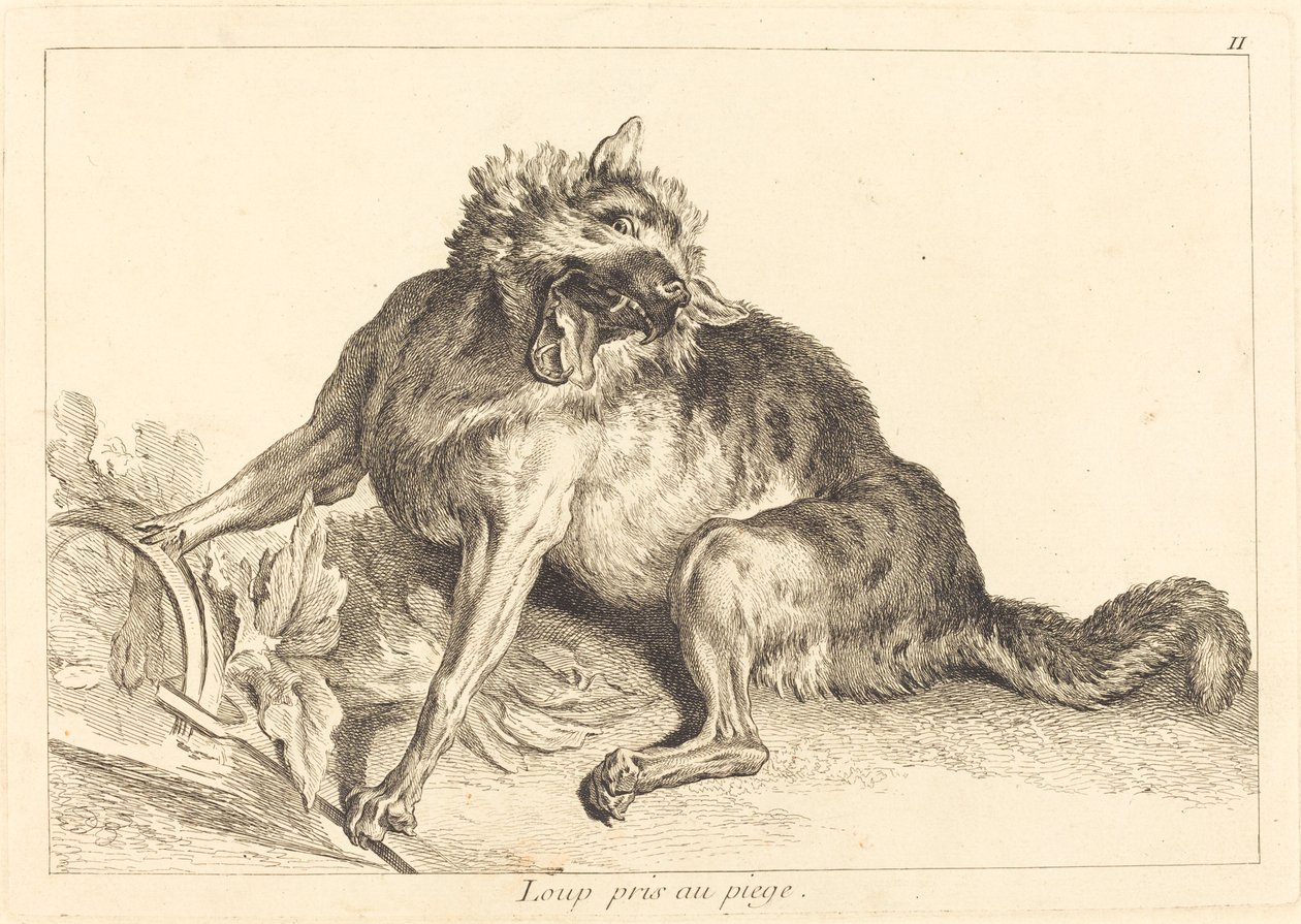 Tuzağa Yakalanan Kurt by Jacques Philippe Le Bas and Jean Eric Rehn after Jean Baptiste Oudry