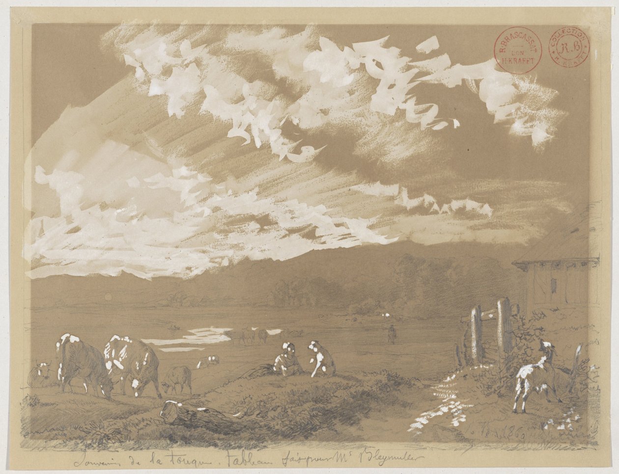 Kadın ve köpek ile manzara by Jacques Raymond Brascassat