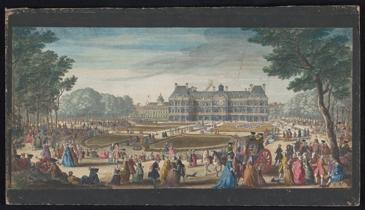 Les promenades du Luxembourg bahçesinden görülen Paris'teki Palais du Luxembourg'un görünümü (nesnedeki başlık) by Jacques Rigaud