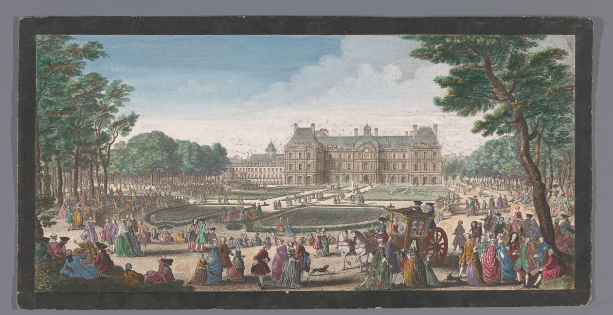 Les promenades du Luxembourg bahçesinden görülen Paris'teki Palais du Luxembourg'un görünümü (nesnedeki başlık) by Jacques Rigaud