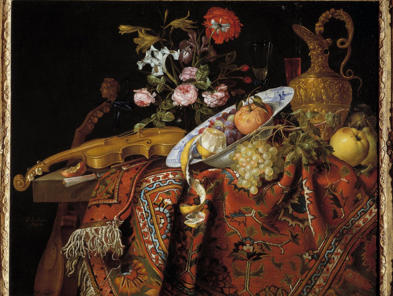 Keman ve akuamarin ile natürmort Resim Jacques Samuel Bernard (1615-1687) by Jacques Samuel Bernard