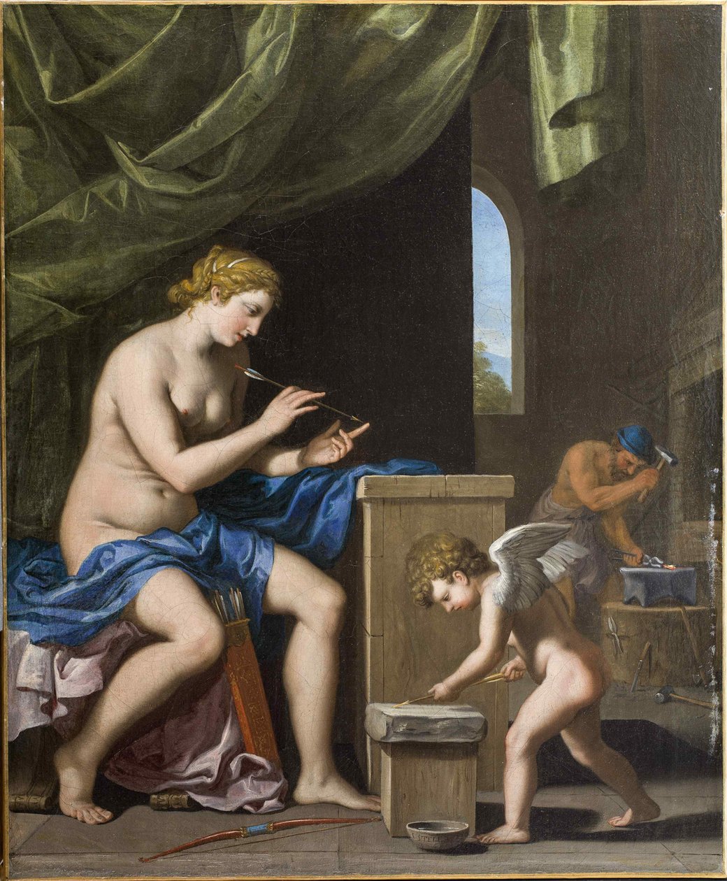 Vulcan, Cupid için okları dövüyor, c. 1645. by Jacques Stella