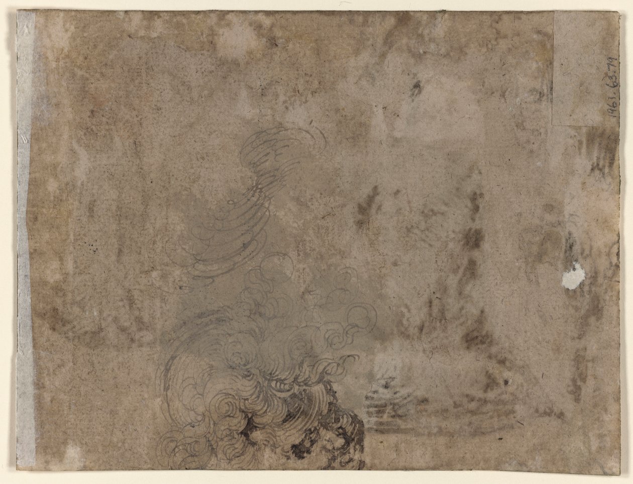 Masada Oturan Bir Genç (rekto); Kıvırcık Saçlı Bir Çocuğun Başı (verso) by Jacques de Gheyn II