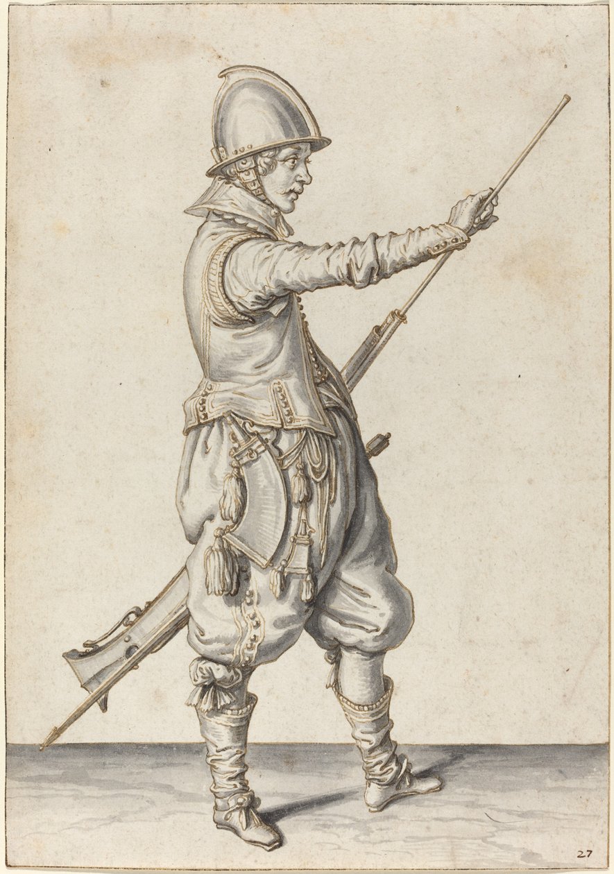 Kaliverini Kurcalayan Şık Giyinmiş Asker by Jacques de Gheyn II