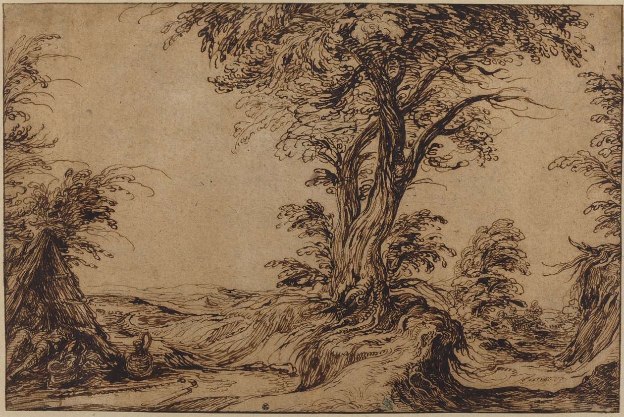 Uyuyan Köylülerle Manzara by Jacques de Gheyn II