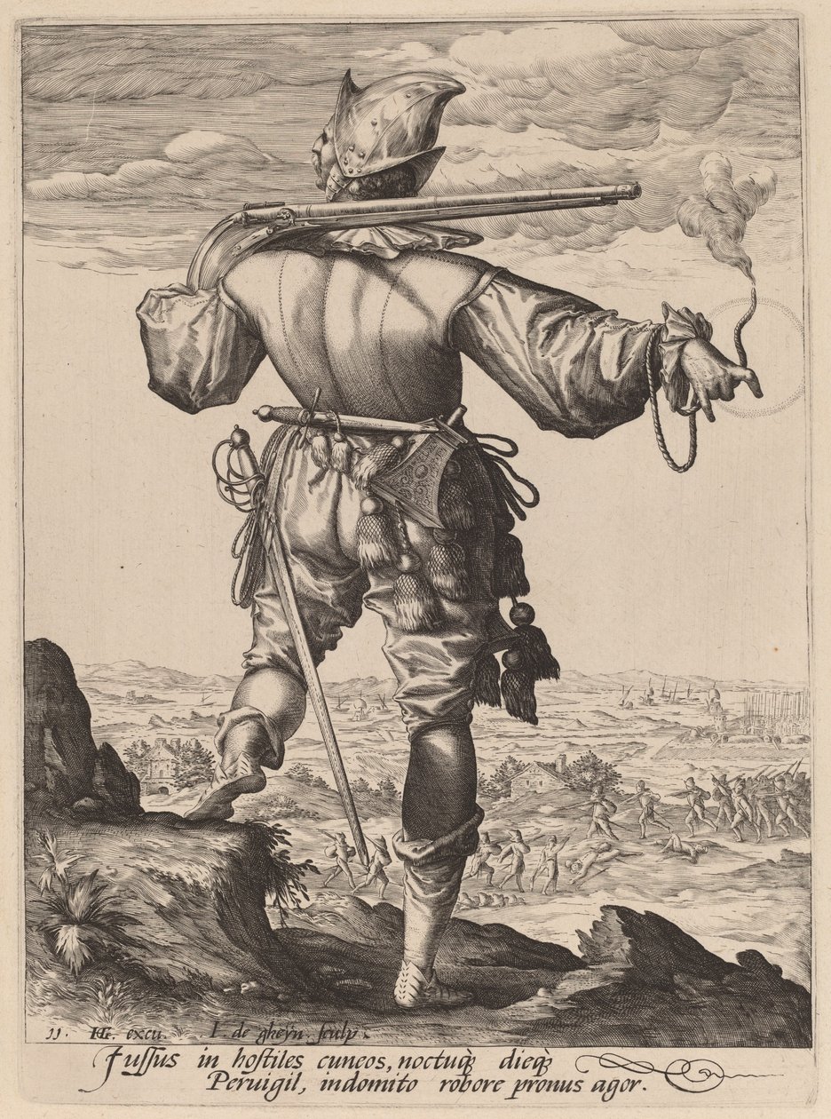 miğferli silahşör by Jacques de Gheyn II after Hendrik Goltzius