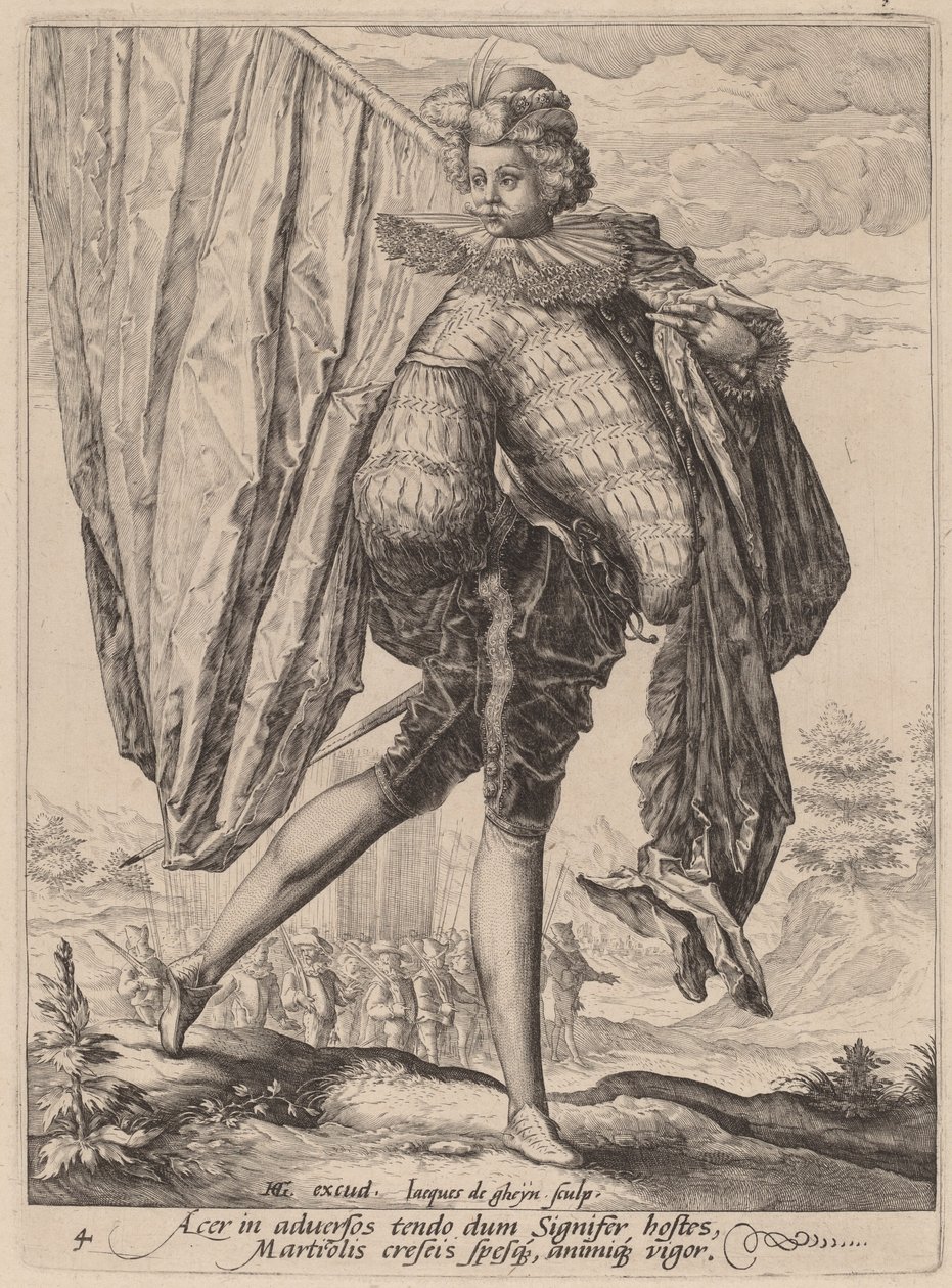 Geniş Kılıç ve Kalkanla Silahlı Asker by Jacques de Gheyn II after Hendrik Goltzius