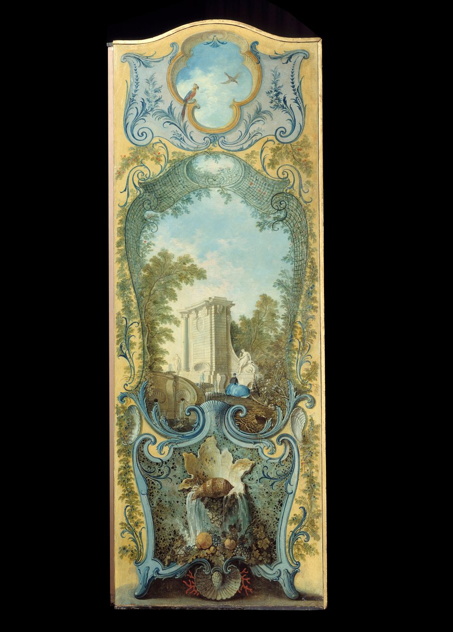 Mobilya: Jacques de Lajoue (1686-1761) tarafından maroufle kağıdına boyama ekranı 18. yüzyıl by Jacques de Lajoüe