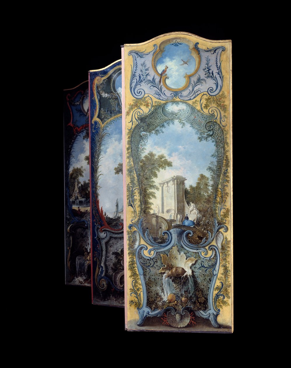 Mobilya: Jacques de Lajoue (1686-1761) tarafından maroufle kağıdına boyama ekranı 18. yüzyıl by Jacques de Lajoüe