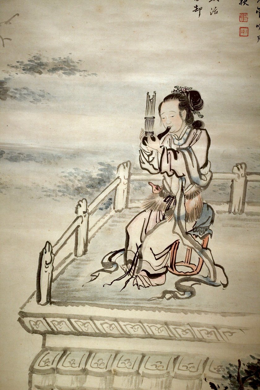 Boyalı figür, müzisyen. Kağıt üzerine mürekkep Yi Jaegwan (1783-1837), sanat merkezi 19. yüzyıl. Kore Ulusal Müzesi, Seul (Güney Kore). by Jaegwan Yi