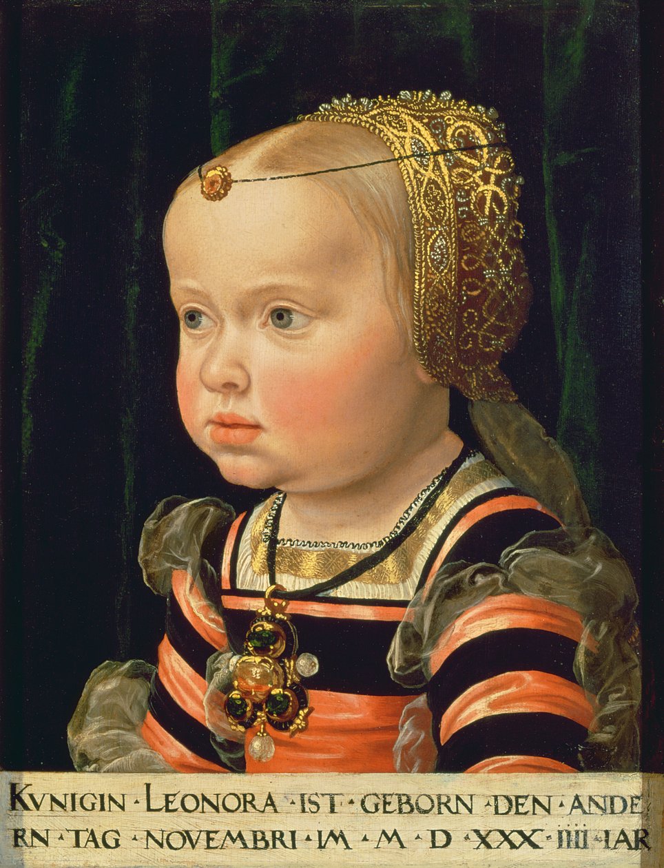 Mantua arşidüşes Eleanor (1534-94), iki yaşında (panel) by Jakob Seisenegger