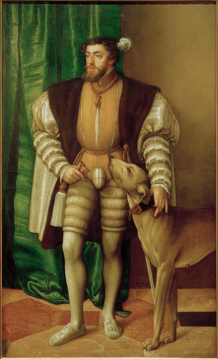 Ulmer mastiff ile İmparator Karl V by Jakob Seisenegger