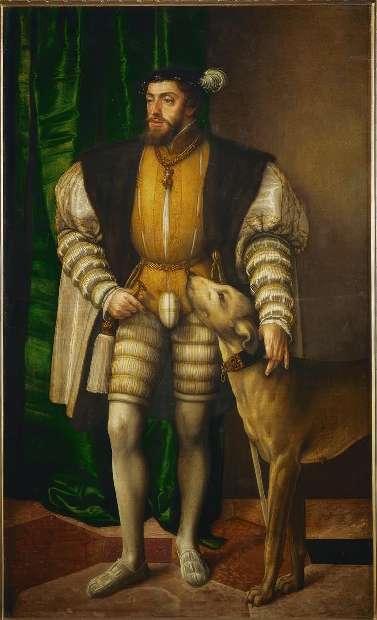 Ulmer mastiff ile İmparator Karl V by Jakob Seisenegger